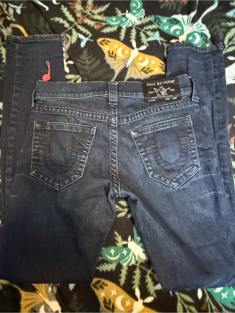 True Religion Rocco Relaxed Skinny Moto Jeans Dark Wash Size 29 NWOT